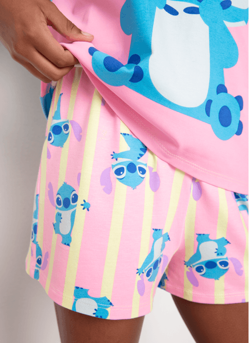 Pijama Manga Curta Viscolycra Menina Teen Estampado Stitch