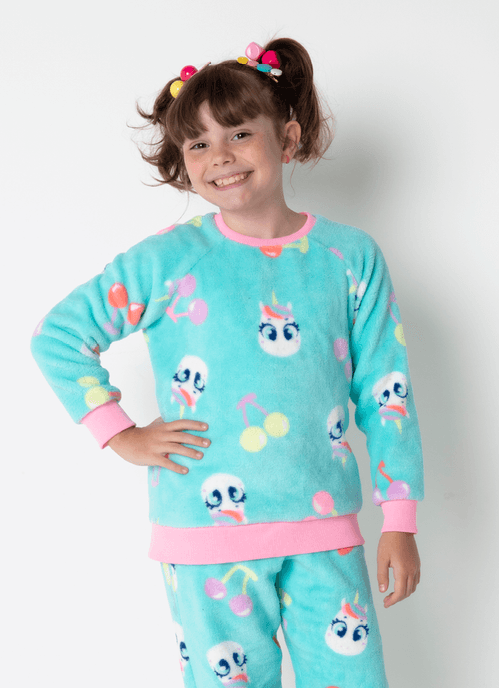 Pijama Manga Longa Soft Estampado Menina Unicórnio Cherry