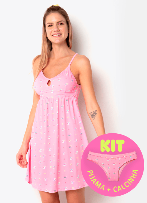 Kit Camisola Feminina e Calcinha Boneca Unicórnio Kawaii