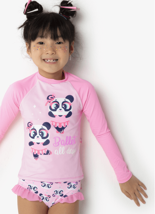 Conjunto Camiseta e Calcinha Menina Panda Ballet