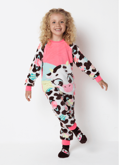 Pijama Manga Longa Soft Menina Vaca Chocolate