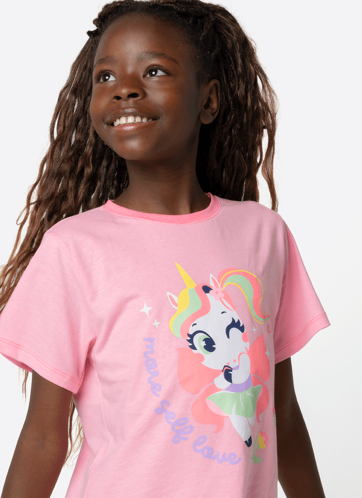 Pijama-Manga-Curta-Algodao-Menina-Teen-Unicornio-Encantado