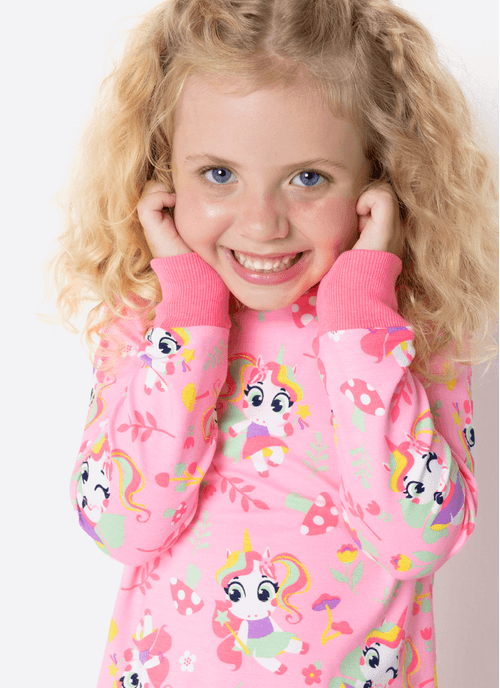Pijama Manga Longa Menina Unicórnio Encantado