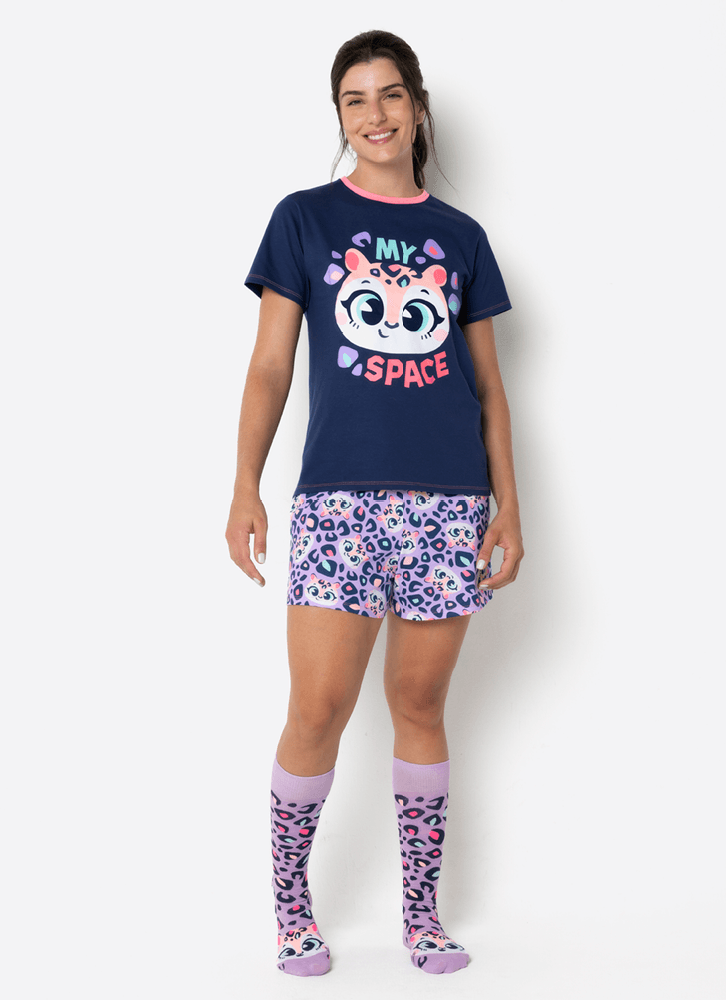 Pijama-Manga-Curta-Algodao-Feminino-Onca