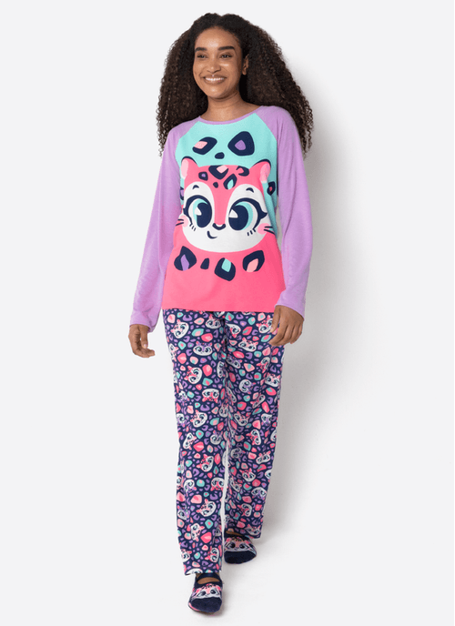 Pijama Manga Longa Feminino Onça