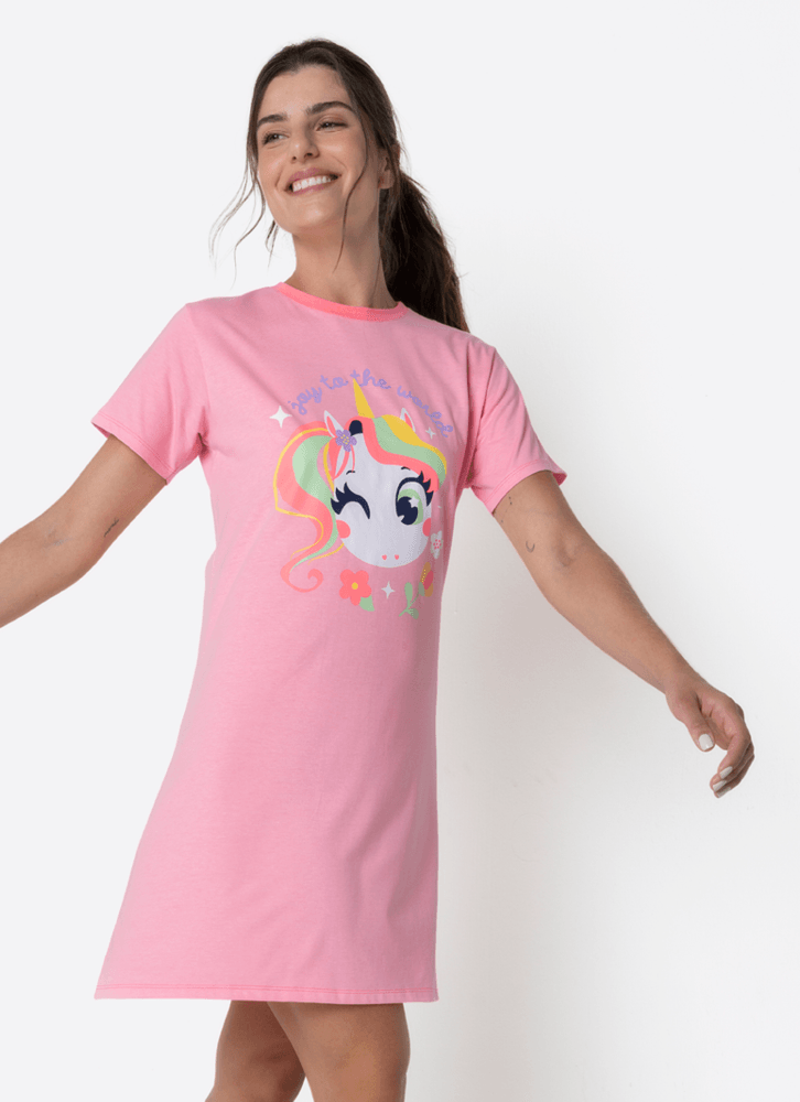 Camisola-Manga-Curta-Algodao-Feminino-Unicornio-Encantado