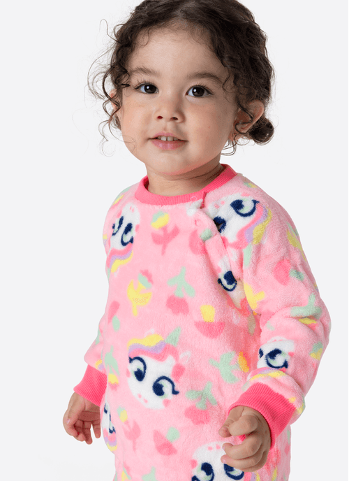 Pijama Manga Longa Soft Bebê Menina Unicórnio Encantado