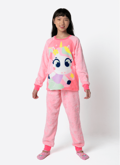 Pijama Manga Longa Soft Menina Teen Unicórnio Encantado