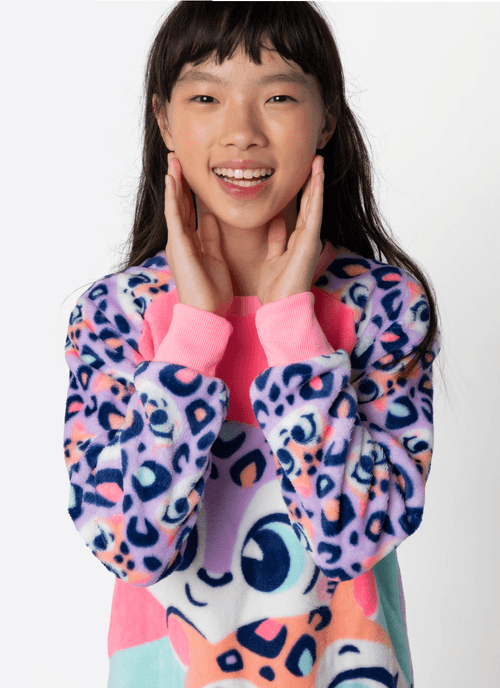 Pijama Manga Longa Soft Menina Teen Onça