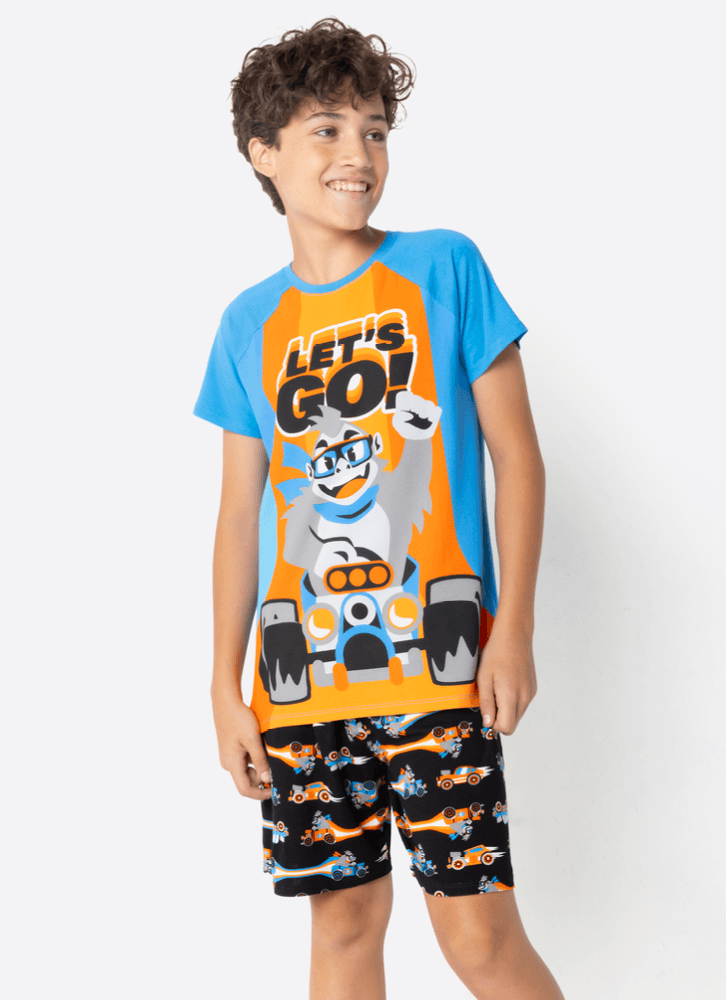 Pijama-Manga-Curta-Menino-Teen-Gorila-Racing