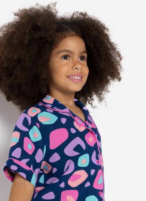 Pijama Manga Curta Viscose Menina Onça