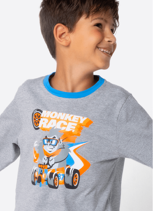 Pijama Manga Longa Algodão Menino Gorila Racing