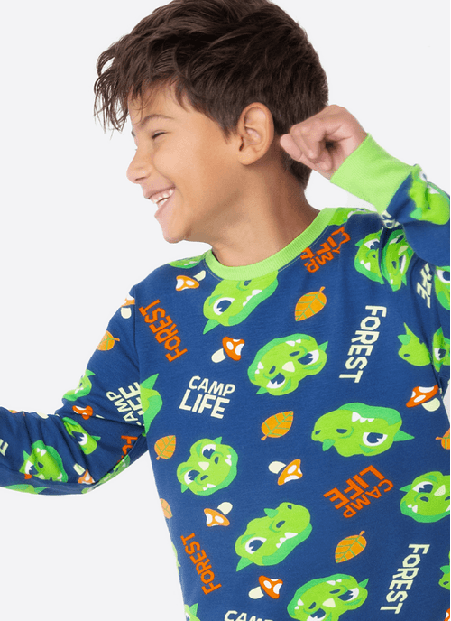 Pijama Manga Longa Ultra Visco Menino Dragão Camping