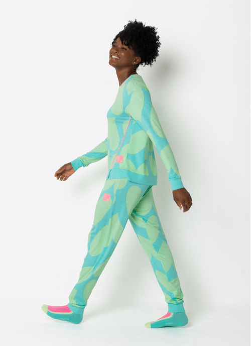 Pijama Manga Longa Ultra Visco Feminino Verde Água