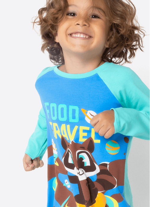 Pijama Manga Longa Viscolycra Menino Guaxinim Chocolate