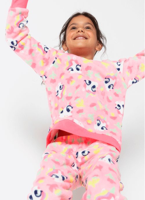 Pijama Manga Longa Soft Menina Unicórnio Encantado