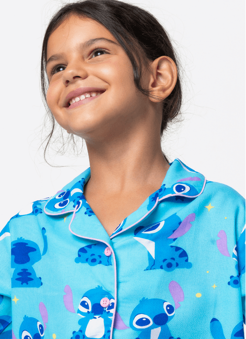 Pijama Manga Longa Viscose Menina Stitch