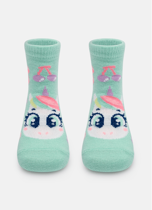 Meia Soquete Bebê Menina Estampada Unicórnio Cherry