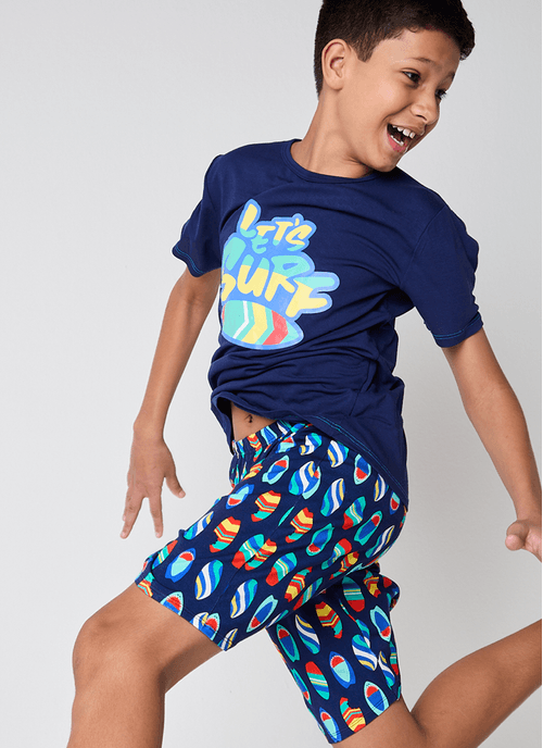 Pijama Manga Curta Menino Teen Tubarão Aloha