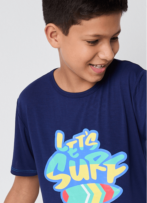 Pijama Manga Curta Menino Teen Tubarão Aloha