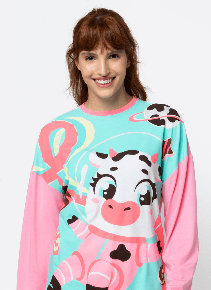 Pijama-Manga-Longa-Viscolycra-Feminino-Vaca-Chocolate