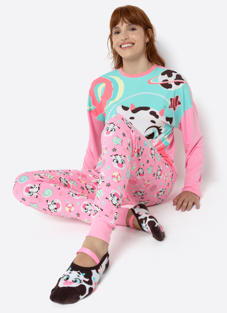 Pijama-Manga-Longa-Viscolycra-Feminino-Vaca-Chocolate