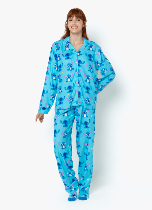 Pijama Manga Longa Viscose Feminino Stitch