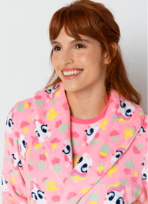 Roupão Manga Longa Soft Feminino Unicórnio Encantado