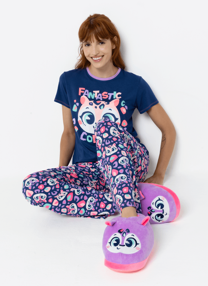 Pijama-Manga-Curta-Viscolycra-Feminino-Onca