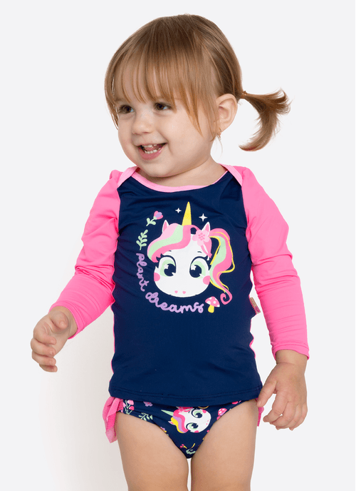 Conjunto Camiseta e Calcinha Bebê Menina Unicórnio Encantado