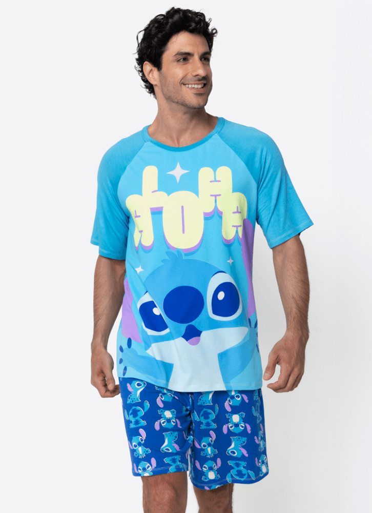 Pijama-Manga-Curta-Viscolycra-Masculino-Stitch