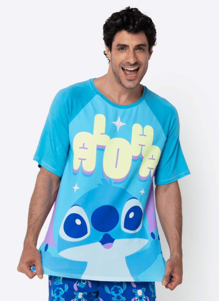 Pijama-Manga-Curta-Viscolycra-Masculino-Stitch