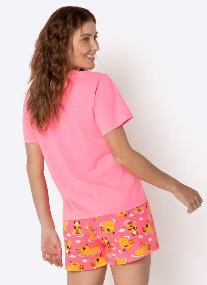 Pijama-Manga-Curta-Algodao-Feminino-Capivara-Vibes