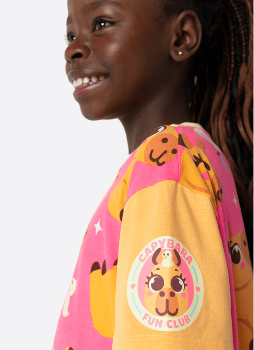 Pijama Manga Curta Viscolycra Menina Teen Capivara Vibes