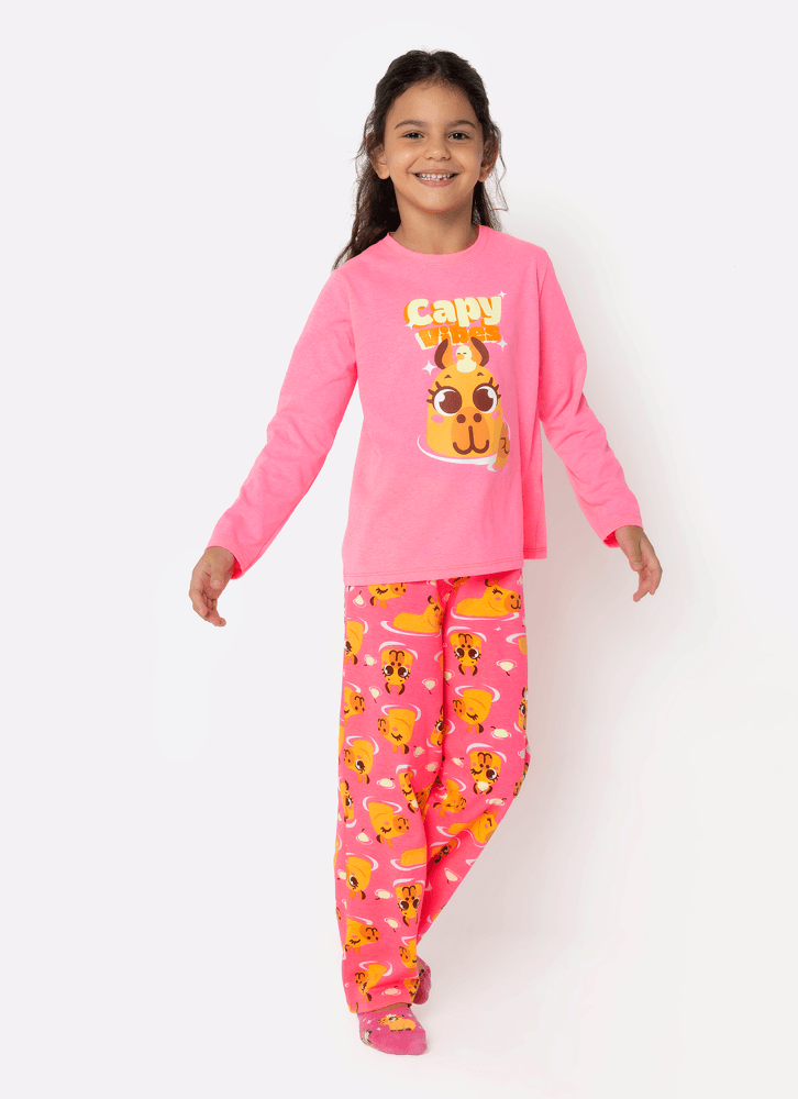 Pijama-Manga-Longa-Algodao-Menina-Capivara-Vibes
