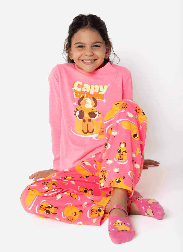 Pijama-Manga-Longa-Algodao-Menina-Capivara-Vibes