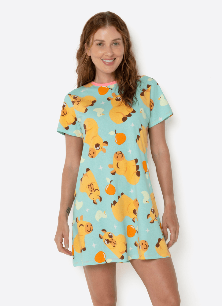 Camisola-Manga-Curta-Algodao-Feminina-Capivara-Vibes