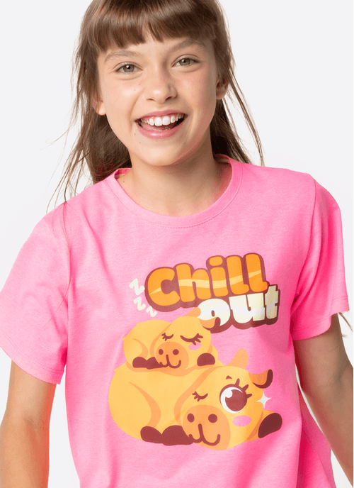 Pijama Manga Curta Algodão Menina Teen Capivara Vibes