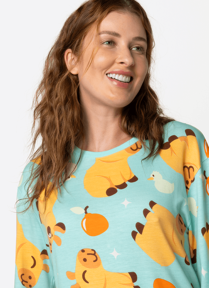 Pijama-Manga-Longa-Viscolycra-Unissex-Capivara-Vibes