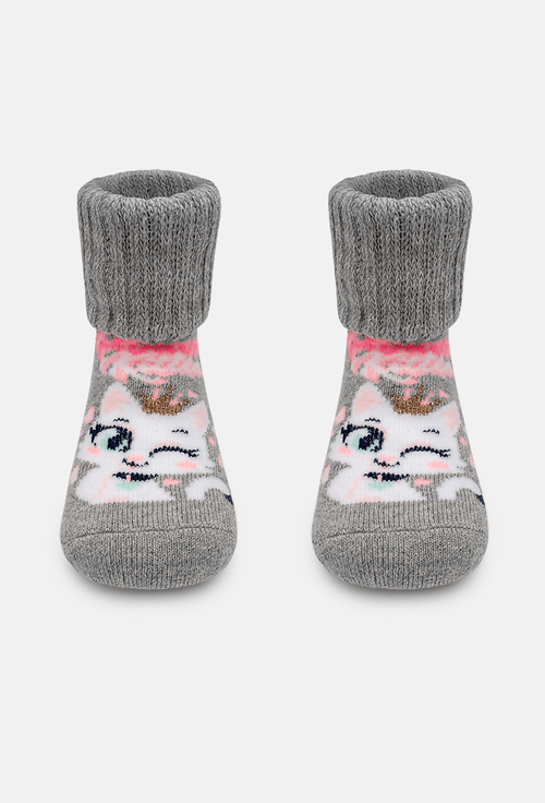 Meia Botinha Antiderrapante Bebê Menina Gata