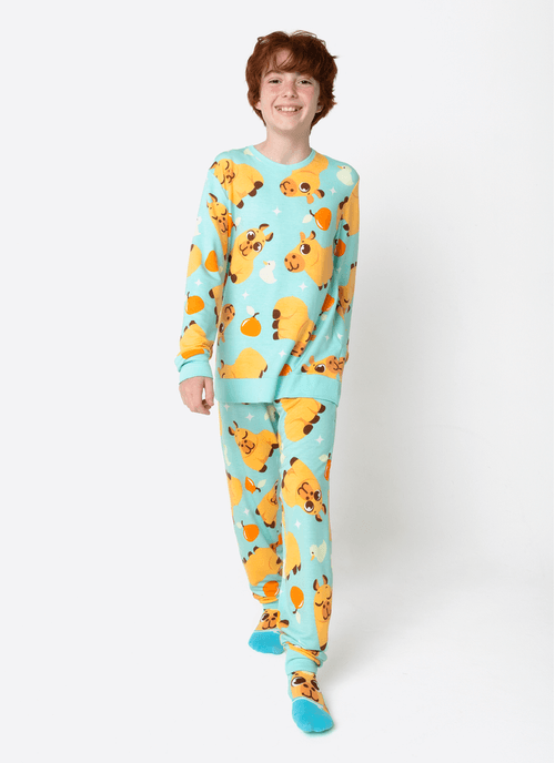 Pijama Manga Longa Viscolycra Unissex Teen Capivara Vibes