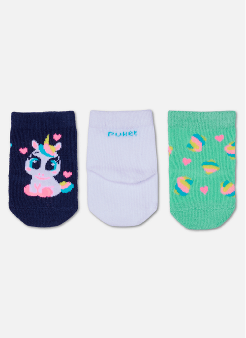 Kit com 3 meias Bebê Menina Unicórnio