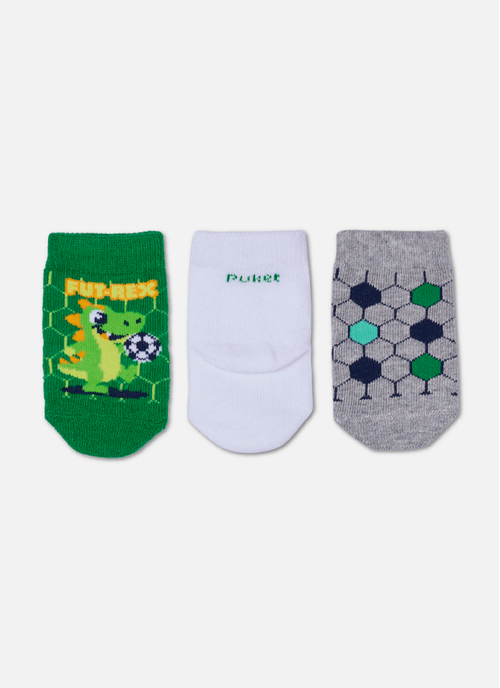 Kit com 3 meias Bebê Menino Dino