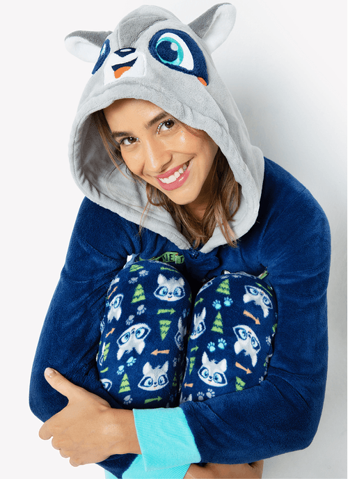 Macacão Manga Longa Soft Unissex Adulto Família Guaxinim