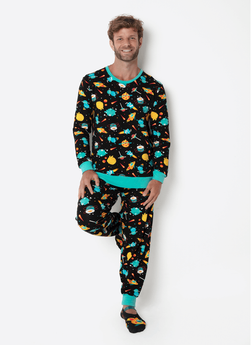 Pijama Manga Longa Ultra Visco Unissex Adulto Space Food