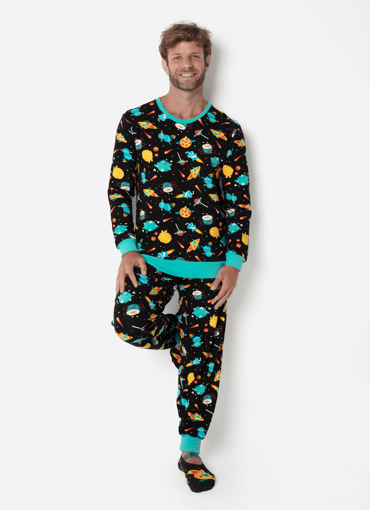 Pijama-Manga-Longa-Ultra-Visco-Unissex-Adulto-Space-Food