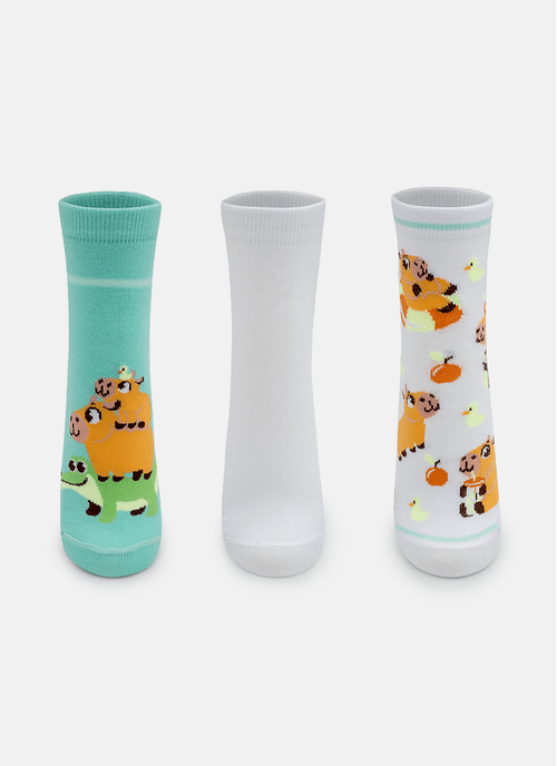 Kit com 3 meias Unissex Teen Capivara Vibes