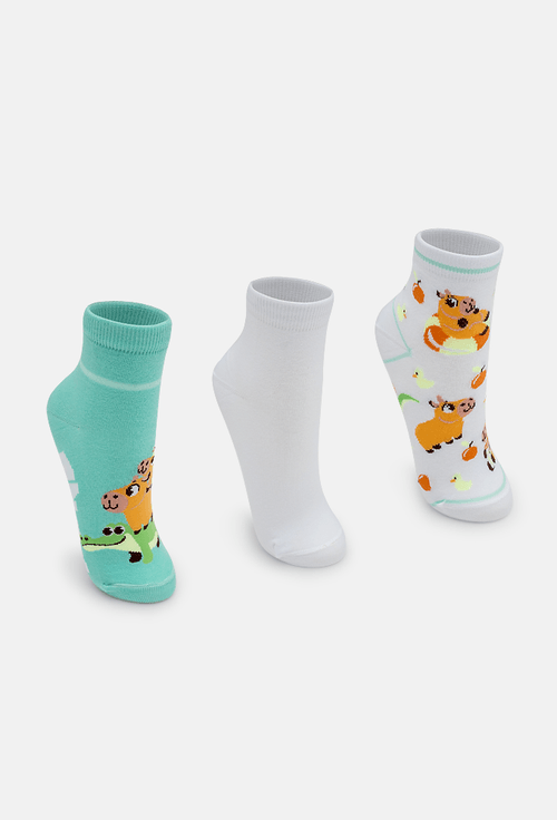 Kit com 3 meias Unissex Teen Capivara Vibes
