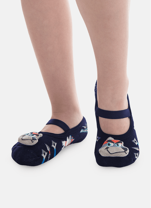 Meia Sapatilha Antiderrapante Menino com Aplique Led Lobo