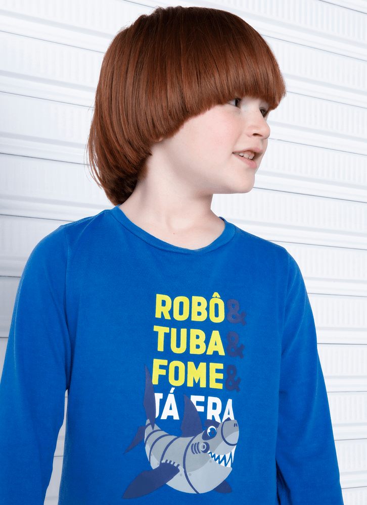 Camiseta-Manga-Longa-Algodao-Menino-Tubarao-Robo